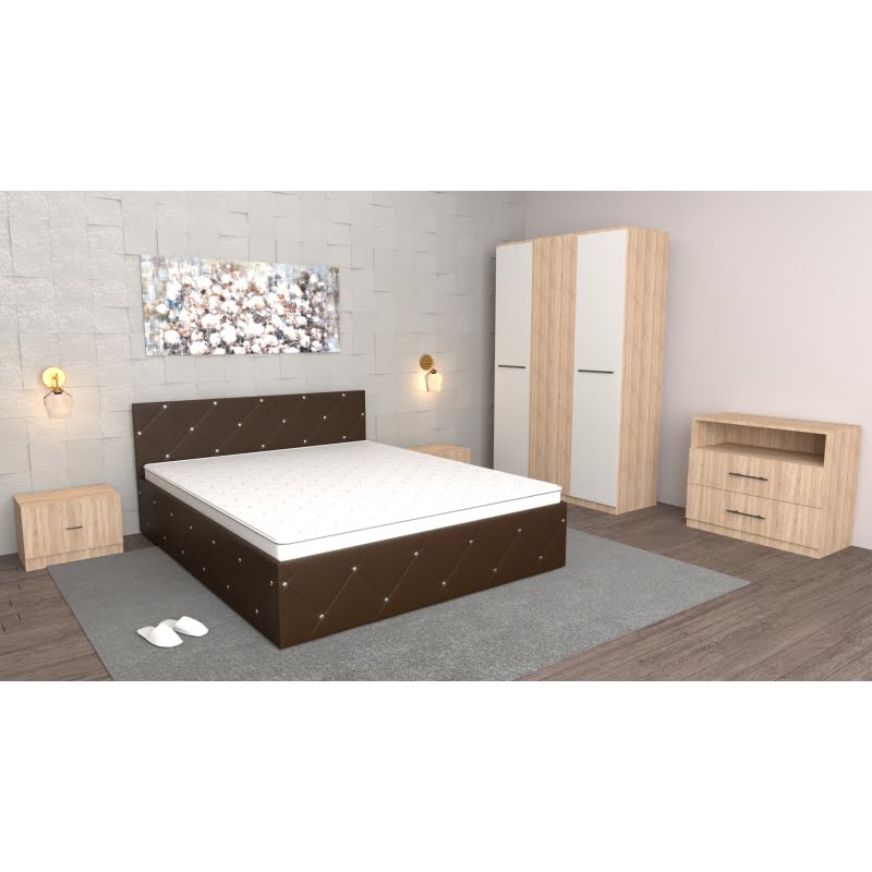 36.jpg Dormitor Milano Wenge Sonoma cu comoda Tv Sonoma,Dulap 3 usi Sonoma, Pat Matrimonial Wenge si Noptiere Sonoma - imagine 1