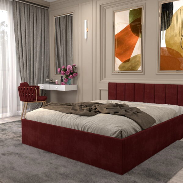 Pat Oliver 120 cm x 200 cm Tapitat Visiniu stofa cu saltea