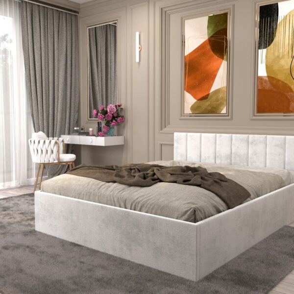 Pat Oliver 120 cm x 200 cm Cu Saltea Alb Stofa Catifea