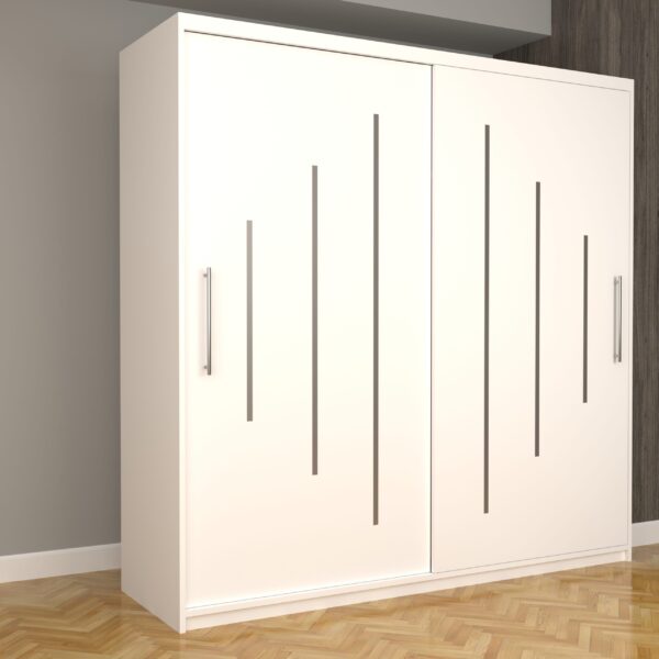 Dulap Dormitor Nova Ultra 200 cm x 200 cm , fara oglinda , alb cu usi glisante albe