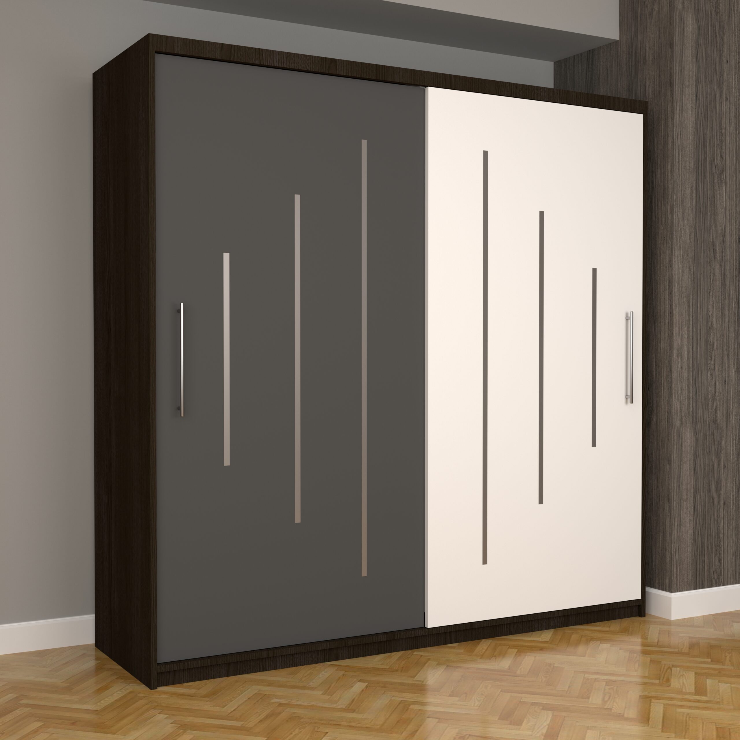 b-74-scaled-1.jpg Dulap Dormitor Nova Ultra 200 cm x 200 cm , fara oglinda , wenge cu usi glisante gri alb - imagine 1