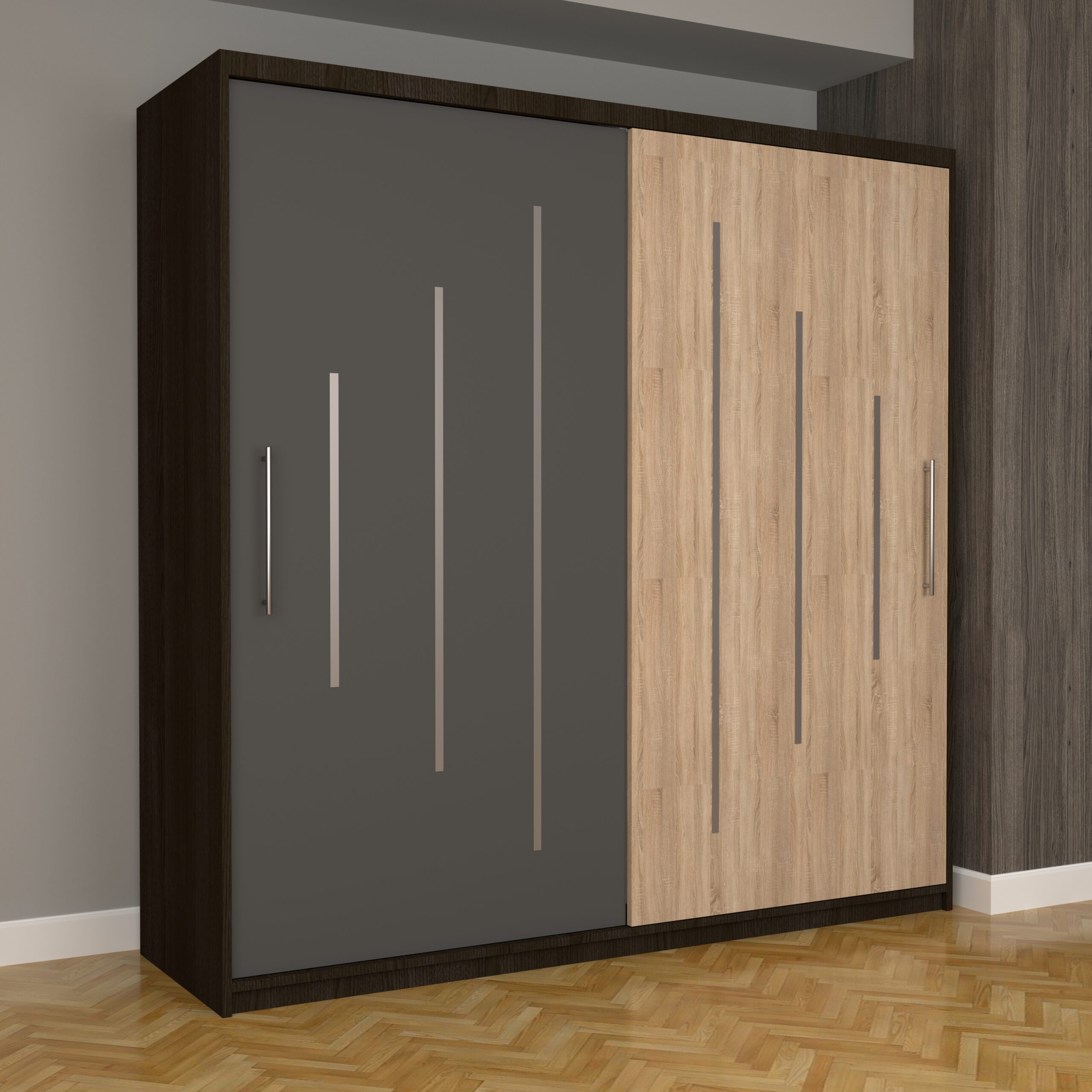 b-75-scaled-1.jpg Dulap Dormitor Nova Ultra 200 cm x 200 cm , fara oglinda , wenge cu usi glisante gri sonoma - imagine 1