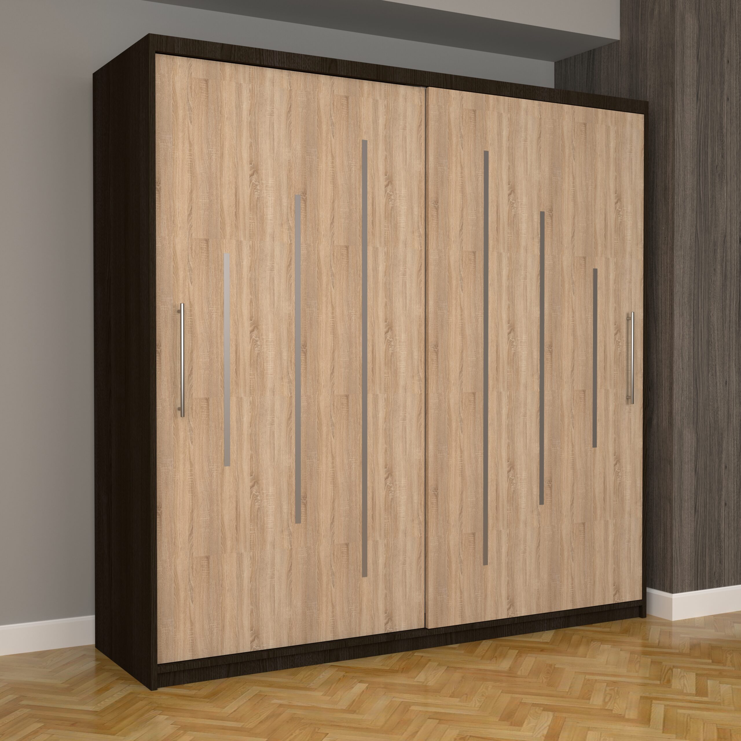 b-79-scaled-1.jpg Dulap Dormitor Nova Ultra 200 cm x 200 cm , fara oglinda , wenge cu usi glisante stejar sonoma - imagine 1