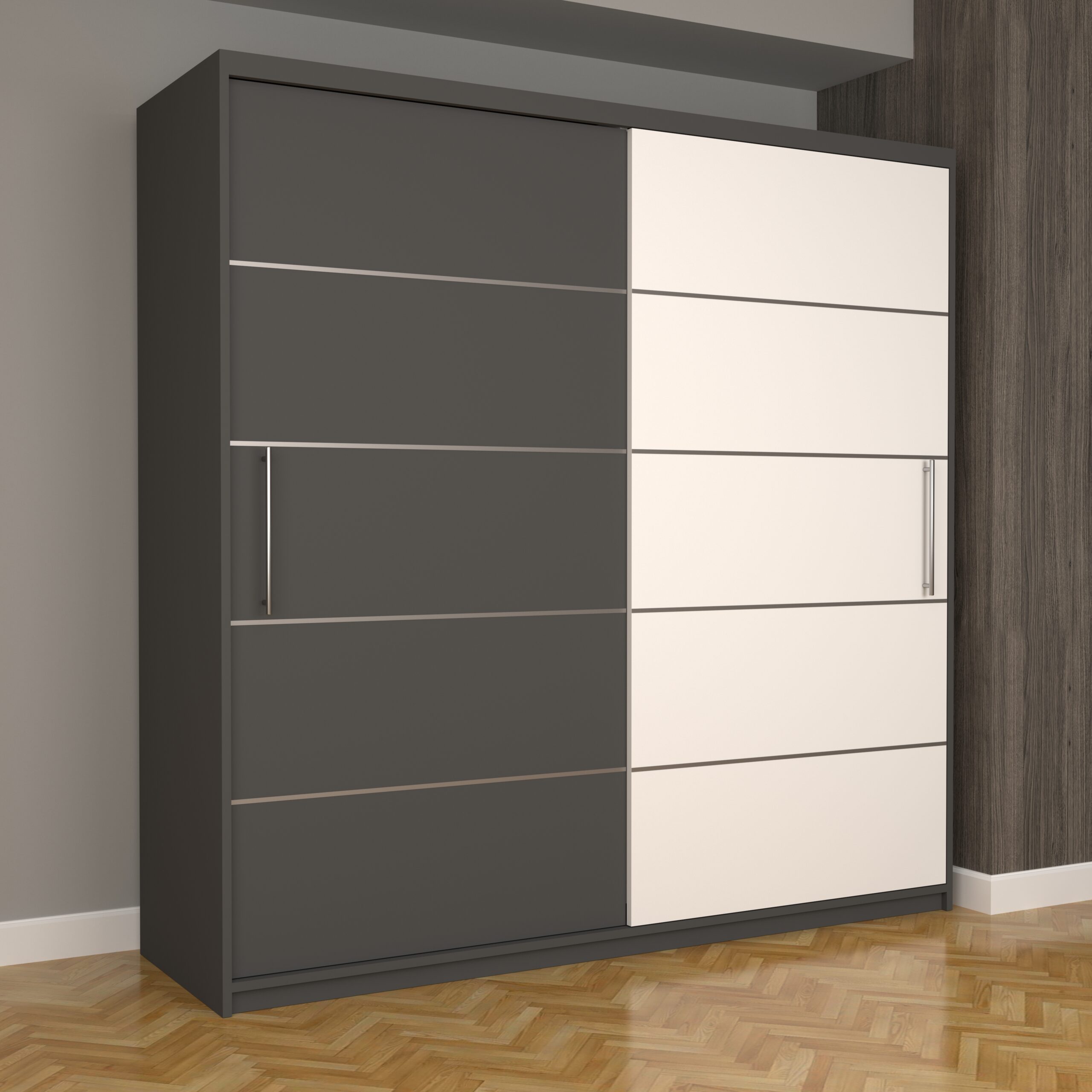 b-92-scaled-1.jpg Dulap Dormitor Nova Plus 200 cm x 200 cm, fara oglinda, Gri cu usi glisante Gri Alb - imagine 1