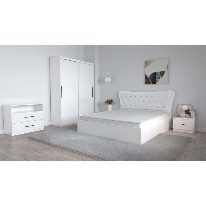 dormitor-dante-alb-cu-pat-matrimonial-160-cm-x-200-cm-dulap-3-usi-lorena-noptiere-si-comoda-tv-lorena-1.jpg Dormitor Dante Alb cu Pat Matrimonial 160 cm x 200 cm Dulap Usi Glisante Fara Oglinda Noptiere si Comoda tv Royal - imagine 1