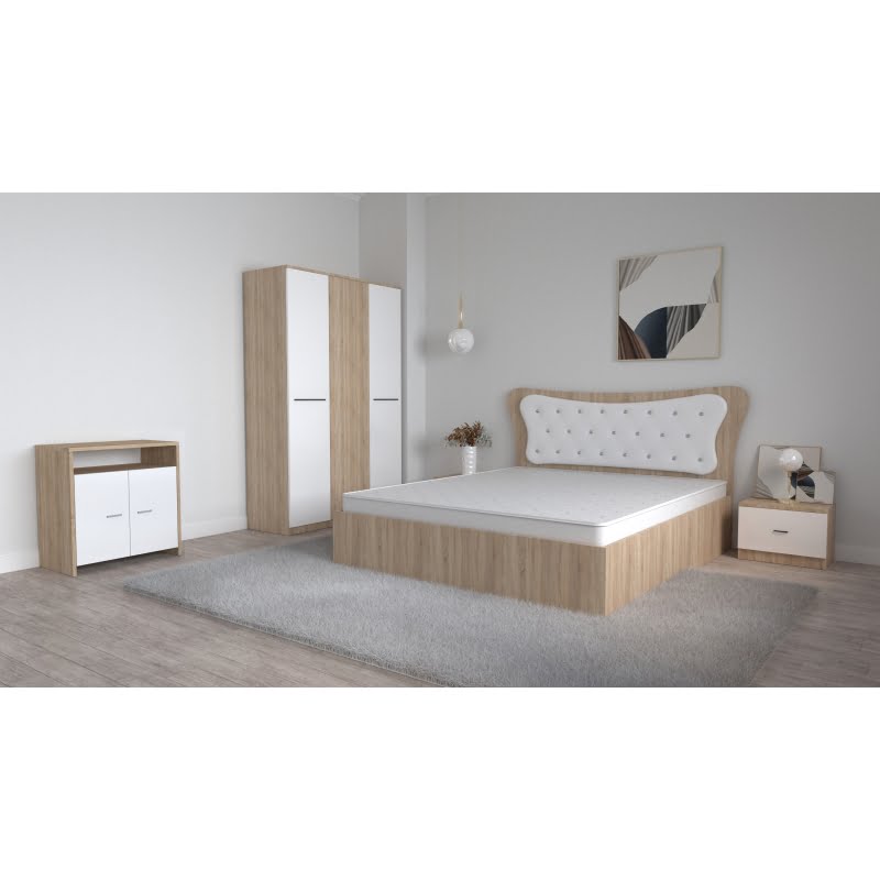 dormitor-dante-alb-cu-pat-matrimonial-160-cm-x-200-cm-dulap-lorena-3-usi-noptiere-si-comoda-tv-royal-8.jpg Dormitor Dante Sonoma Alb cu Pat Matrimonial 160 cm x 200 cm Dulap lorena 3 usi Noptiere si comoda Tv Lorena - imagine 1