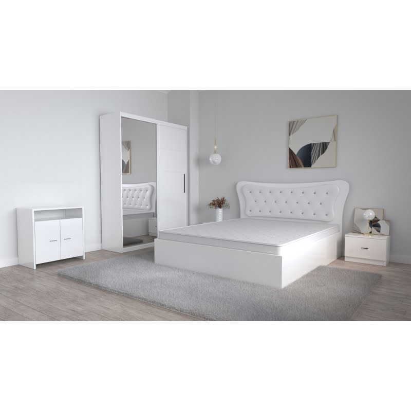 dormitor-dante-magia-alb-cu-pat-matrimonial-160-cm-x-200-cm-dulap-usi-glisante-fara-oglinda-150-cm-x-200-cm-si-noptiere-2.jpg Dormitor Dante Alb cu Pat Matrimonial 160 cm x 200 cm Dulap usi Glisante cu Oglinda Noptiere si Comoda tv Lorena - imagine 1
