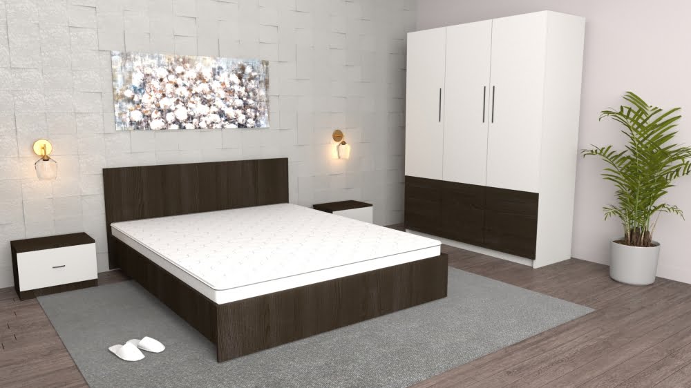 dormitor-lorena-wenge-alb-fara-comoda-pat-matrimonialdulap-3-usi-si-noptiere.jpg Dormitor Lorena Wenge Alb fara comoda, Pat Matrimonial Wenge,Dulap David Alb Wenge si Noptiere Wenge - imagine 1