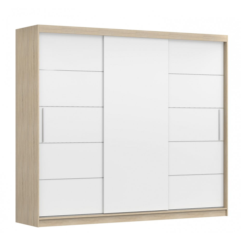 szafa-alba-ii-250-cm-4.jpg Dressing Amelia 250 cm Sonoma cu usi Albe glisante fara oglinda - imagine 1