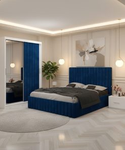 Dormitor Adela Albastru cu Dressing Tapitat