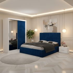 Dormitor Adela Albastru cu Dressing Tapitat