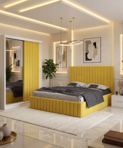 Dormitor Adela Galben cu Dressing Tapitat