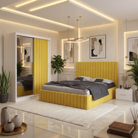 Dormitor Adela Galben cu Dressing Tapitat