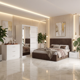 Dormitor Adela Maro Cu Pat Tapitat Dressing 150 Comoda Si 2 Noptiere