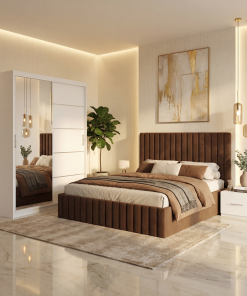 Dormitor Adela Maro Cu Pat Tapitat Dressing 150 Si 2 Noptiere