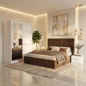 Dormitor Adela Maro Cu Pat Tapitat Dressing 150 Si 2 Noptiere