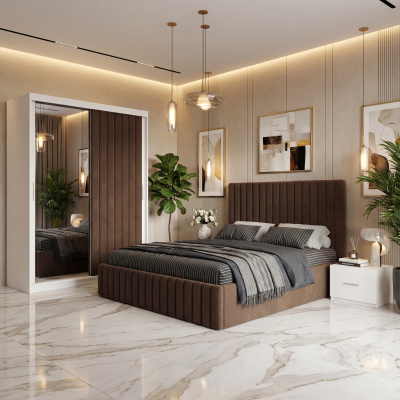 Dormitor Adela Maro cu Dressing Tapitat