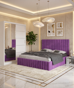 Dormitor Adela Mov Cu Pat Tapitat Dressing 150 Si 2 Noptiere