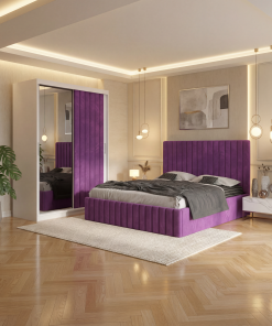 Dormitor Adela Mov cu Dressing Tapitat