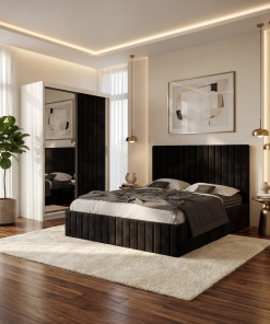Dormitor Adela Negru cu Dressing Tapitat