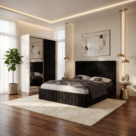 Dormitor Adela Negru cu Dressing Tapitat