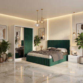 Dormitor Adela Verde cu Dressing Tapitat