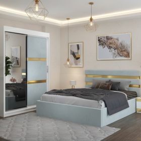 Dormitor Adria Lemon Dressing 150 Tapitat Si Pat cu 2 Noptiere