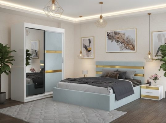 Dormitor Adria Lemon Dressing 150 Tapitat Si Pat cu 2 Noptiere