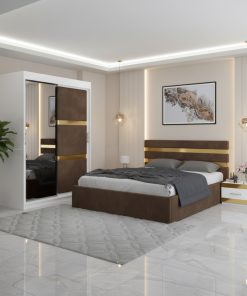 Dormitor Adria Maro Dressing 150 Tapitat Si Pat cu 2 Noptiere