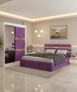 Dormitor Adria Mov Dressing 150 Tapitat Si Pat cu 2 Noptiere