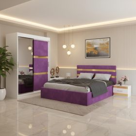 Dormitor Adria Mov Dressing 150 Tapitat Si Pat cu 2 Noptiere