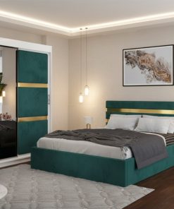 Dormitor Adria Verde Dressing 150 Tapitat Si Pat cu 2 Noptiere