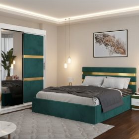 Dormitor Adria Verde Dressing 150 Tapitat Si Pat cu 2 Noptiere