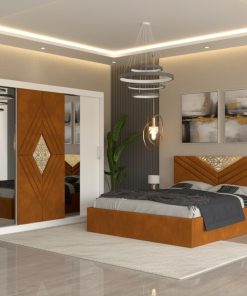 Dormitor Alessa Caramiziu Dressing 250 Si Pat cu 2 Noptiere