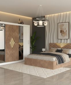 Dormitor Alessa Crem Dressing 250 Si Pat cu 2 Noptiere