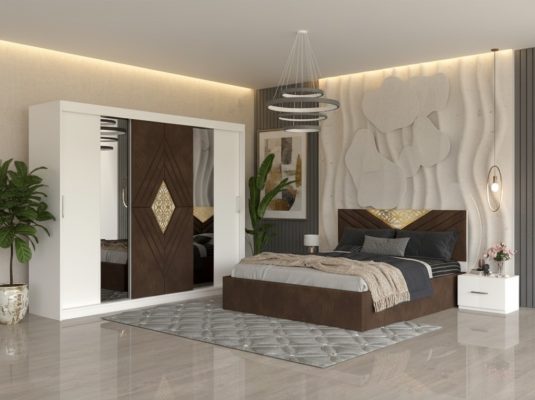 Dormitor Alessa Maro Dressing 250 Si Pat cu 2 Noptiere