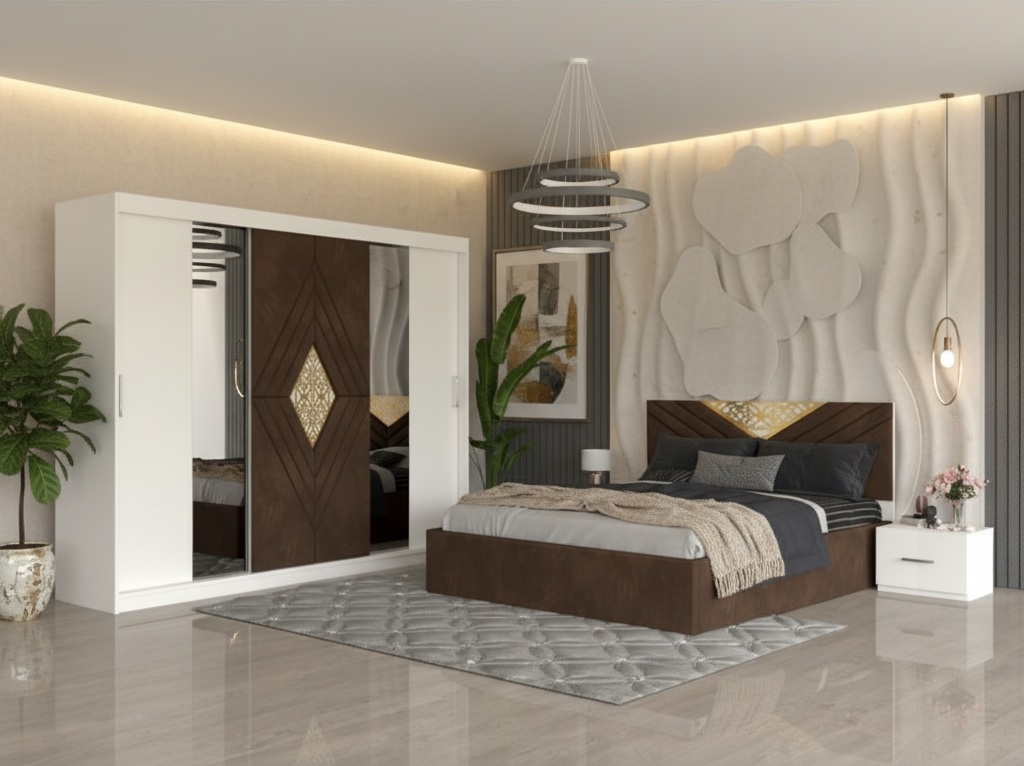 Dormitor Alessa Maro Dressing 250 Si Pat cu 2 Noptiere