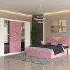 Dormitor Alessa Roz Dressing 250 Si Pat cu 2 Noptiere