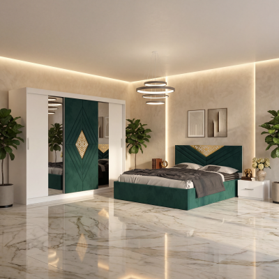 Dormitor Alessa Verde Dressing 250 Si Pat cu 2 Noptiere