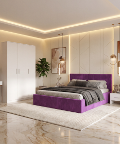 Dormitor Aura Mov cu Pat Tapitat