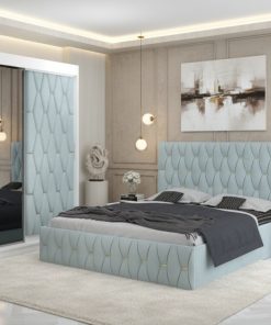 Dormitor Iris Lemon cu Dressing Tapitat si 2 Noptiere