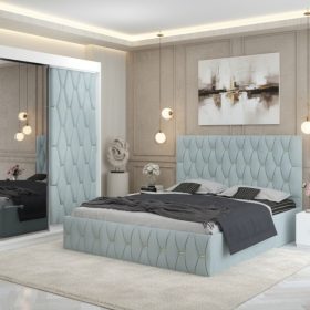 Dormitor Iris Lemon cu Dressing Tapitat si 2 Noptiere