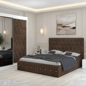 Dormitor Iris Maro cu Dressing Tapitat si 2 Noptiere