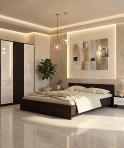 Dormitor Zoe Wenge  Sifonier si pat cu 2 noptiere