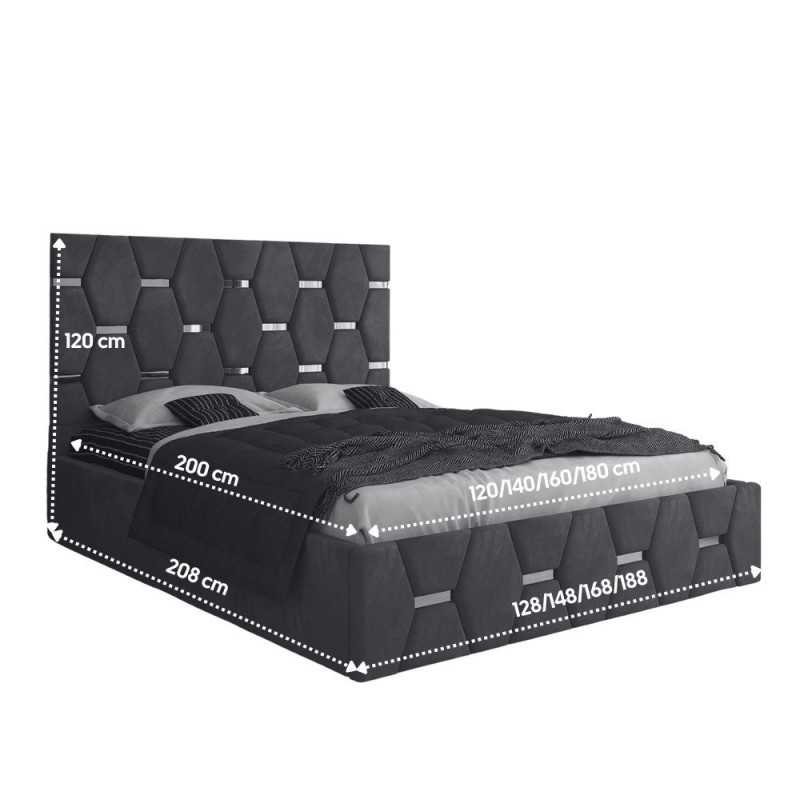 Dormitor Bia Rosu Pat Tapitat cu 2 Noptiere si Dressing Tapitat 250 - imagine 2