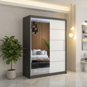 Dresing Delia 150 Gri cu Oglinda si Usi Albe