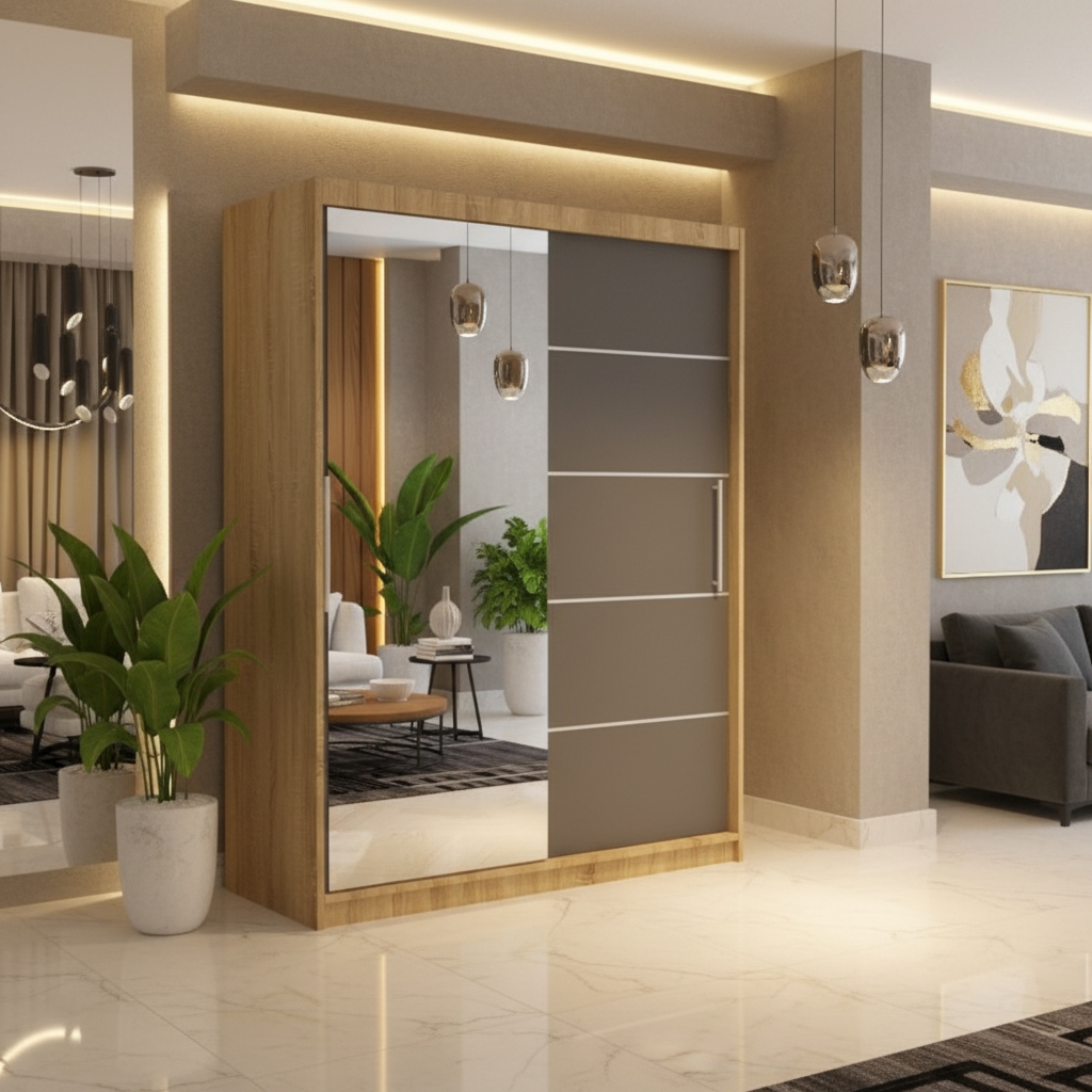 Dresing Delia 150 Sonoma cu Oglinda si Usi Gri