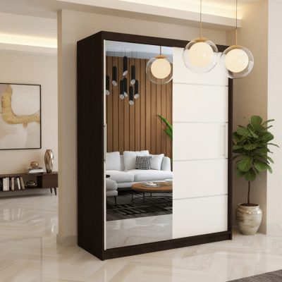 Dresing Delia 150 Wenge cu Oglinda  si Usi Albe