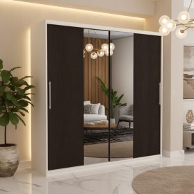 Dresing Delia 200 Alb cu Oglinda si Usi Wenge