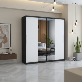 Dresing Delia 200 Gri cu Oglinda si Usi Albe